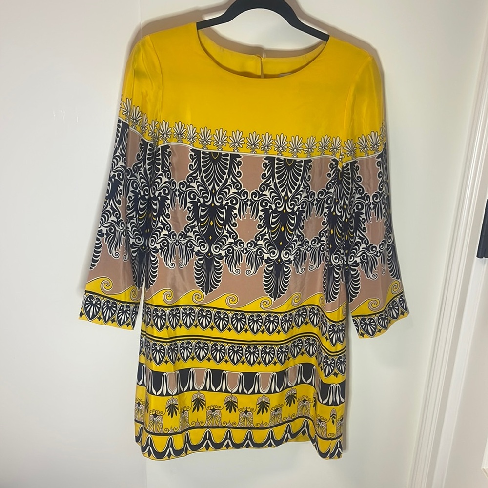 J Crew Yellow and Blue Tunic Dress